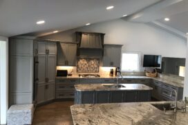 A Kitchen With Gray Tiles