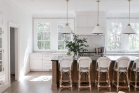 Kitchen With White Wooden Chairs