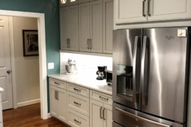 White Cabinet With Refrigerator"